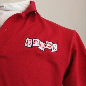 Men's Large Red Custom Embroidered Outer Banks "DANCE" Polo Shirt